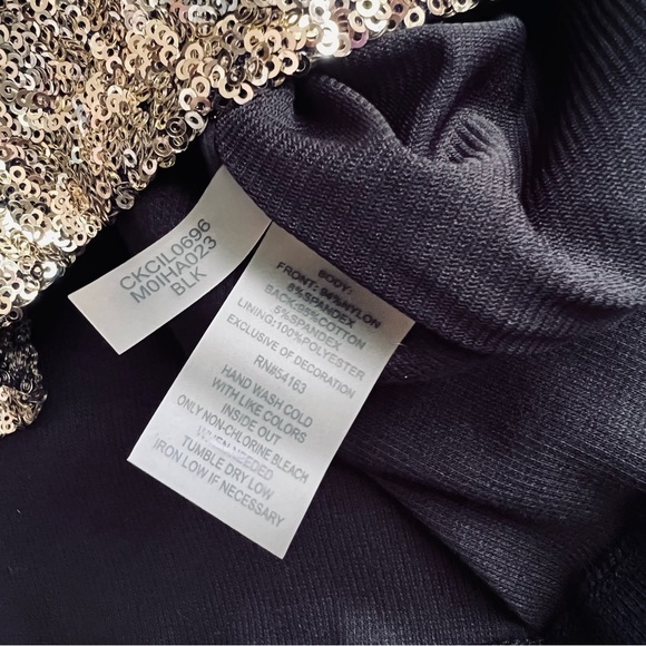 Calvin Klein Sequin Sleeveless Holiday Party Ribbed Tank Top Gold Black Large - Picture 9 of 10